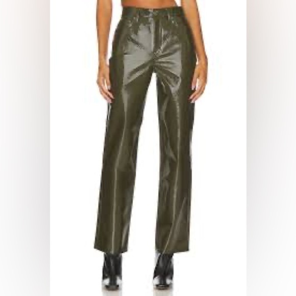 Pistola Cassie Super High Rise Olive Green Polyurethane Pants size‎ 27 - Picture 2 of 5